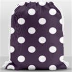Polka Dots - White on Dark Purple Drawstring Bag (Large)