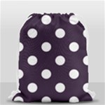 Polka Dots - White on Dark Purple Drawstring Bag (Small)