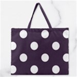 Polka Dots - White on Dark Purple Zipper Large Tote Bag