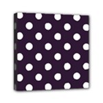 Polka Dots - White on Dark Purple Mini Canvas 6  x 6  (Stretched)