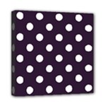 Polka Dots - White on Dark Purple Mini Canvas 8  x 8  (Stretched)