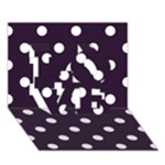 Polka Dots - White on Dark Purple LOVE 3D Greeting Card (7x5)