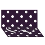 Polka Dots - White on Dark Purple Twin Heart Bottom 3D Greeting Card (8x4)