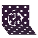 Polka Dots - White on Dark Purple Peace Sign 3D Greeting Card (7x5)