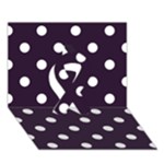 Polka Dots - White on Dark Purple Ribbon 3D Greeting Card (7x5)