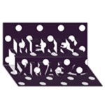 Polka Dots - White on Dark Purple Merry Xmas 3D Greeting Card (8x4)