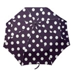 Polka Dots - White on Dark Purple Folding Umbrella