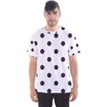 Polka Dots - Dark Purple on White Men s Sport Mesh Tee