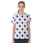 Polka Dots - Dark Purple on White Women s Cotton Tee