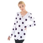 Polka Dots - Dark Purple on White Women s Tie Up Tee