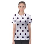 Polka Dots - Dark Purple on White Women s Sport Mesh Tee
