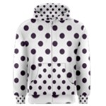 Polka Dots - Dark Purple on White Men s Zipper Hoodie
