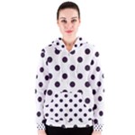 Polka Dots - Dark Purple on White Women s Zipper Hoodie