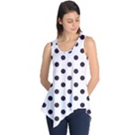 Polka Dots - Dark Purple on White Sleeveless Tunic