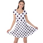 Polka Dots - Dark Purple on White Cap Sleeve Dress