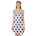 Polka Dots - Dark Purple on White Satin Night Slip