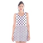 Polka Dots - Dark Purple on White Scoop Neck Skater Dress