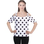 Polka Dots - Dark Purple on White Women s Cutout Shoulder Tee