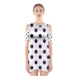 Polka Dots - Dark Purple on White Women s Cutout Shoulder Dress
