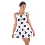 Polka Dots - Dark Purple on White Cotton Racerback Dress