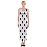 Polka Dots - Dark Purple on White Fitted Maxi Dress