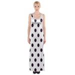 Polka Dots - Dark Purple on White Maxi Thigh Split Dress
