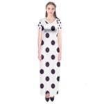 Polka Dots - Dark Purple on White Short Sleeve Maxi Dress