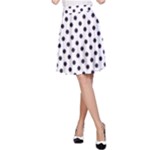 Polka Dots - Dark Purple on White A-Line Skirt