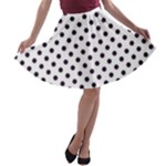 Polka Dots - Dark Purple on White A-line Skater Skirt