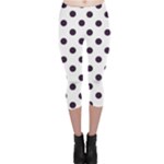 Polka Dots - Dark Purple on White Capri Leggings