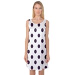 Polka Dots - Dark Purple on White Sleeveless Satin Nightdress