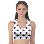 Polka Dots - Dark Purple on White Women s Sports Bra
