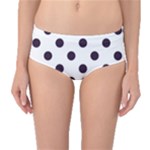 Polka Dots - Dark Purple on White Mid-Waist Bikini Bottoms