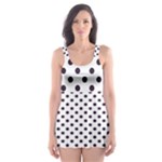 Polka Dots - Dark Purple on White Skater Dress Swimsuit