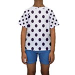 Polka Dots - Dark Purple on White Kid s Short Sleeve Swimwear