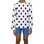 Polka Dots - Dark Purple on White Kid s Long Sleeve Swimwear