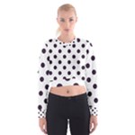 Polka Dots - Dark Purple on White Women s Cropped Sweatshirt