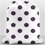 Polka Dots - Dark Purple on White Drawstring Bag (Large)