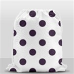 Polka Dots - Dark Purple on White Drawstring Bag (Small)