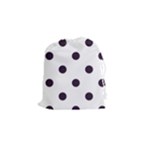 Polka Dots - Dark Purple on White Drawstring Pouch (S)