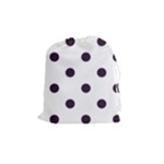 Polka Dots - Dark Purple on White Drawstring Pouch (M)
