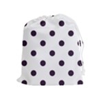 Polka Dots - Dark Purple on White Drawstring Pouch (XL)