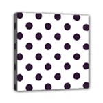 Polka Dots - Dark Purple on White Mini Canvas 6  x 6  (Stretched)
