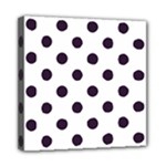 Polka Dots - Dark Purple on White Mini Canvas 8  x 8  (Stretched)