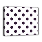 Polka Dots - Dark Purple on White Canvas 14  x 11  (Stretched)