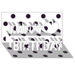 Polka Dots - Dark Purple on White Happy Birthday 3D Greeting Card (8x4)
