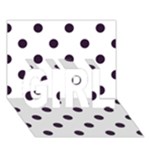 Polka Dots - Dark Purple on White GIRL 3D Greeting Card (7x5)