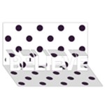 Polka Dots - Dark Purple on White BELIEVE 3D Greeting Card (8x4)