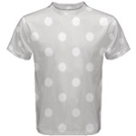 Polka Dots - White on Platinum Gray Men s Cotton Tee