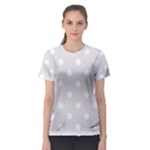 Polka Dots - White on Platinum Gray Women s Sport Mesh Tee
